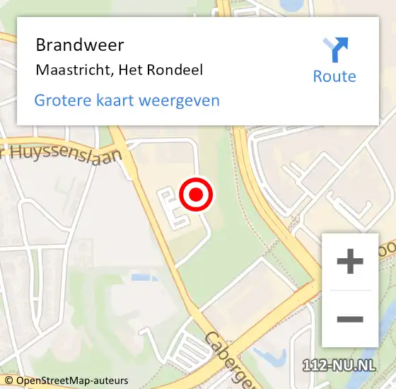 Locatie op kaart van de 112 melding: Brandweer Maastricht, Het Rondeel op 15 november 2014 15:28