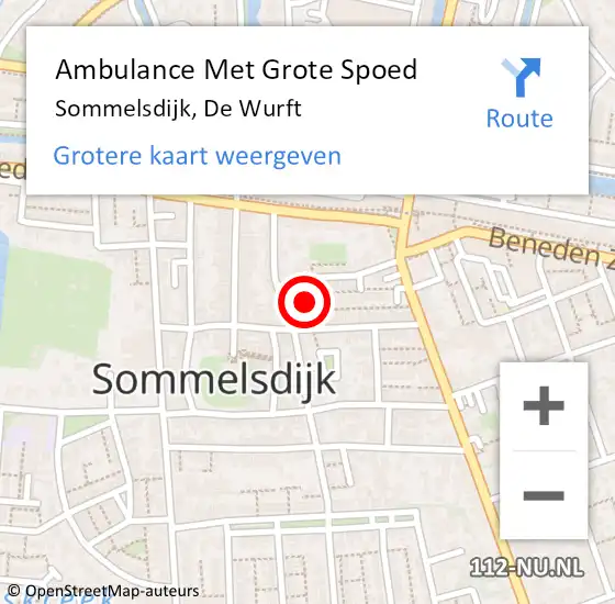 Locatie op kaart van de 112 melding: Ambulance Met Grote Spoed Naar Sommelsdijk, De Wurft op 15 november 2014 15:38