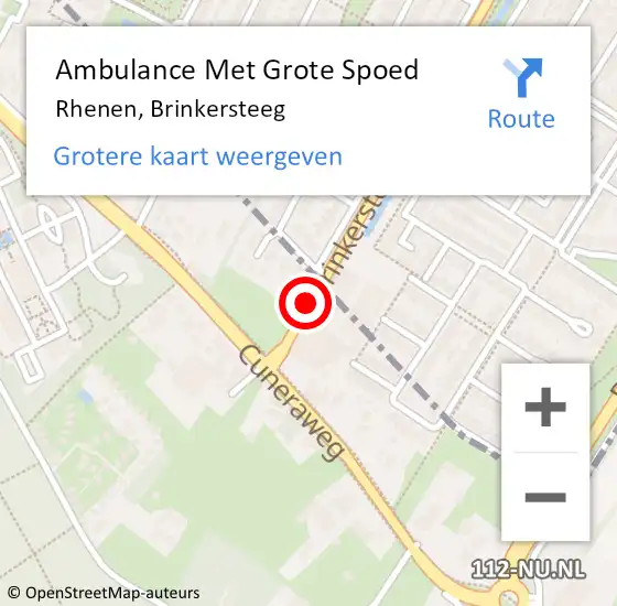 Locatie op kaart van de 112 melding: Ambulance Met Grote Spoed Naar Rhenen, Brinkersteeg op 15 november 2014 16:09