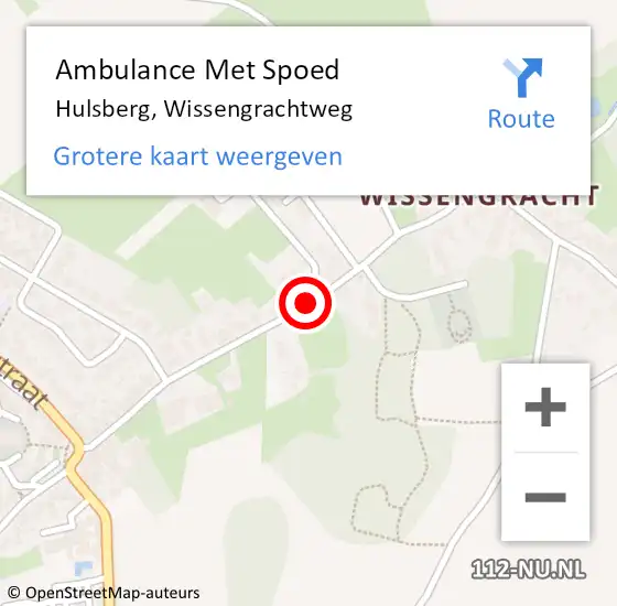 Locatie op kaart van de 112 melding: Ambulance Met Spoed Naar Hulsberg, Wissengrachtweg op 15 november 2014 17:13