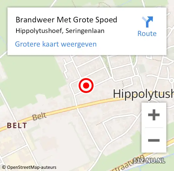 Locatie op kaart van de 112 melding: Brandweer Met Grote Spoed Naar Hippolytushoef, Seringenlaan op 4 mei 2025 12:26