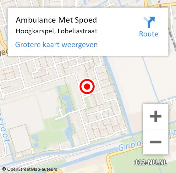 Locatie op kaart van de 112 melding: Ambulance Met Spoed Naar Hoogkarspel, Lobeliastraat op 4 mei 2025 12:31
