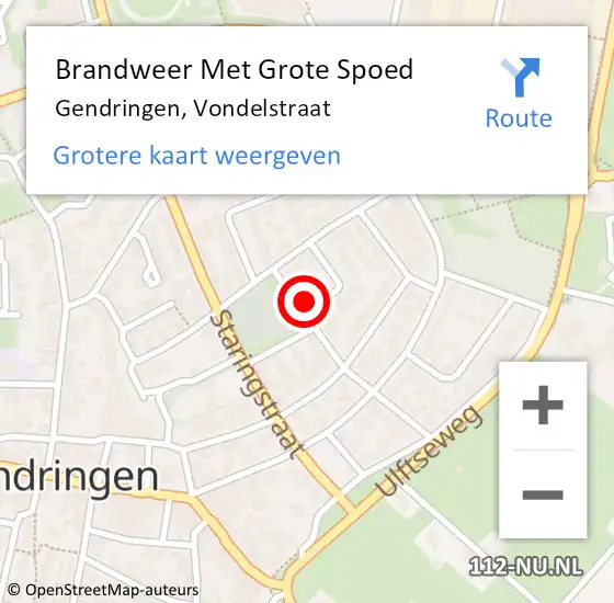 Locatie op kaart van de 112 melding: Brandweer Met Grote Spoed Naar Gendringen, Vondelstraat op 15 november 2014 17:47