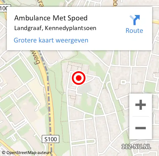 Locatie op kaart van de 112 melding: Ambulance Met Spoed Naar Landgraaf, Kennedyplantsoen op 15 november 2014 17:54