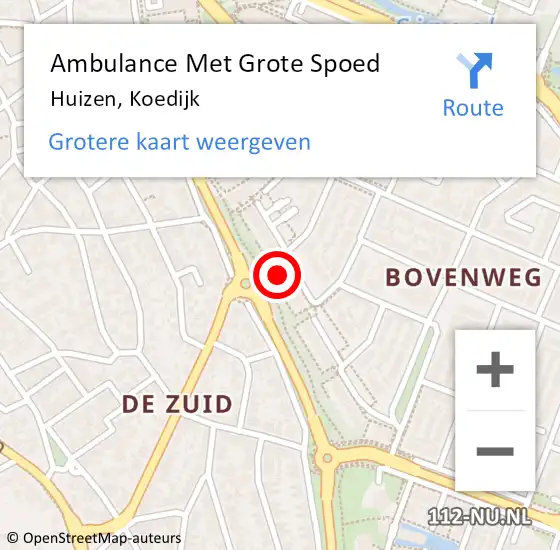 Locatie op kaart van de 112 melding: Ambulance Met Grote Spoed Naar Huizen, Koedijk op 15 november 2014 18:06