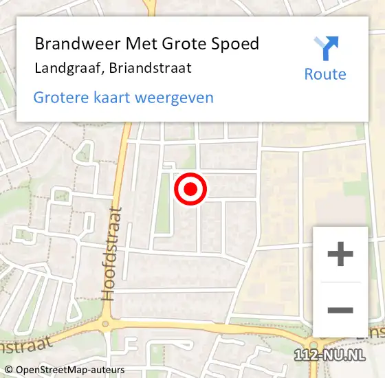 Locatie op kaart van de 112 melding: Brandweer Met Grote Spoed Naar Landgraaf, Briandstraat op 4 mei 2025 22:29