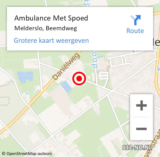 Locatie op kaart van de 112 melding: Ambulance Met Spoed Naar Melderslo, Beemdweg op 15 november 2014 18:45