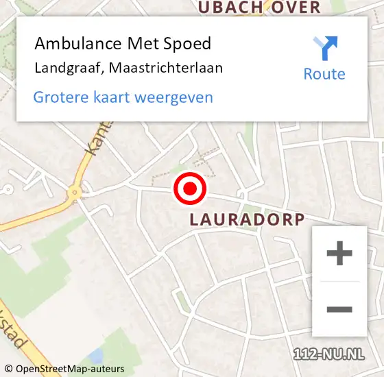 Locatie op kaart van de 112 melding: Ambulance Met Spoed Naar Landgraaf, Maastrichterlaan op 15 november 2014 19:22