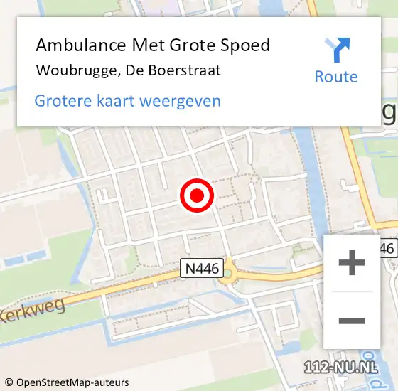 Locatie op kaart van de 112 melding: Ambulance Met Grote Spoed Naar Woubrugge, De Boerstraat op 21 oktober 2013 10:08