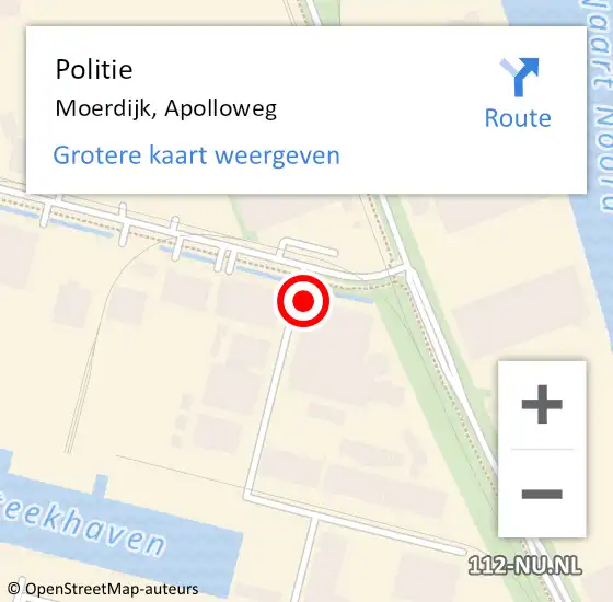 Locatie op kaart van de 112 melding: Politie Moerdijk, Apolloweg op 21 oktober 2013 10:08