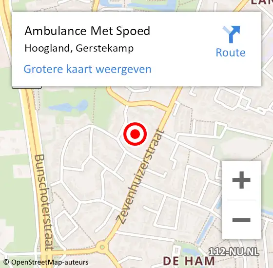 Locatie op kaart van de 112 melding: Ambulance Met Spoed Naar Hoogland, Gerstekamp op 15 november 2014 20:09