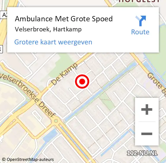 Locatie op kaart van de 112 melding: Ambulance Met Grote Spoed Naar Velserbroek, Hartkamp op 15 november 2014 20:12