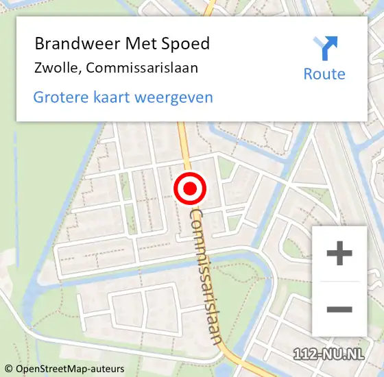 Locatie op kaart van de 112 melding: Brandweer Met Spoed Naar Zwolle, Commissarislaan op 15 november 2014 20:16