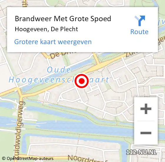 Locatie op kaart van de 112 melding: Brandweer Met Grote Spoed Naar Hoogeveen, De Plecht op 15 november 2014 20:29