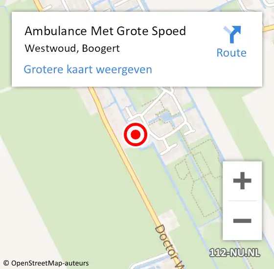 Locatie op kaart van de 112 melding: Ambulance Met Grote Spoed Naar Westwoud, Boogert op 15 november 2014 21:36