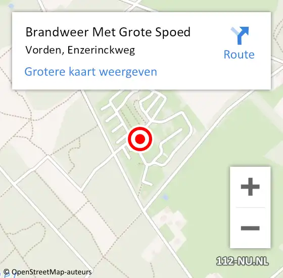 Locatie op kaart van de 112 melding: Brandweer Met Grote Spoed Naar Vorden, Enzerinckweg op 15 november 2014 21:41