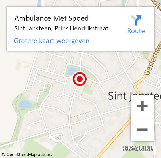 Locatie op kaart van de 112 melding: Ambulance Met Spoed Naar Sint Jansteen, Prins Hendrikstraat op 15 november 2014 22:27