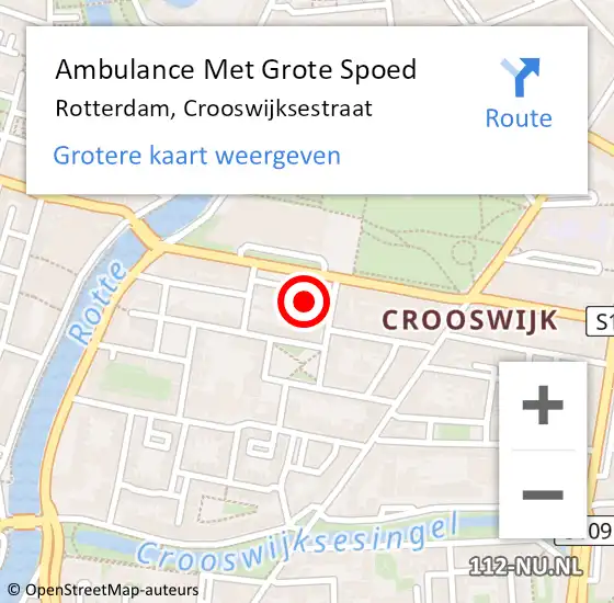 Locatie op kaart van de 112 melding: Ambulance Met Grote Spoed Naar Rotterdam, Crooswijksestraat op 6 mei 2025 10:42