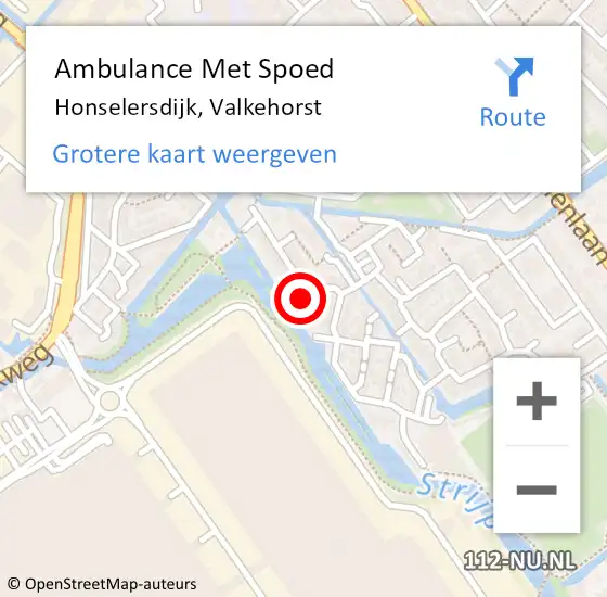 Locatie op kaart van de 112 melding: Ambulance Met Spoed Naar Honselersdijk, Valkehorst op 6 mei 2025 13:33