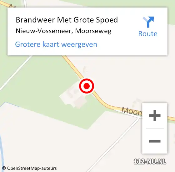 Locatie op kaart van de 112 melding: Brandweer Met Grote Spoed Naar Nieuw-Vossemeer, Moorseweg op 15 november 2014 23:05