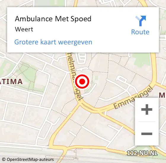 Locatie op kaart van de 112 melding: Ambulance Met Spoed Naar Weert op 6 mei 2025 14:52