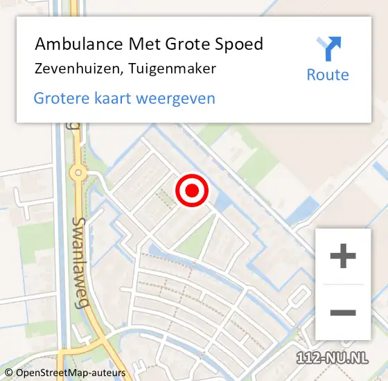 Locatie op kaart van de 112 melding: Ambulance Met Grote Spoed Naar Zevenhuizen, Tuigenmaker op 15 november 2014 23:21