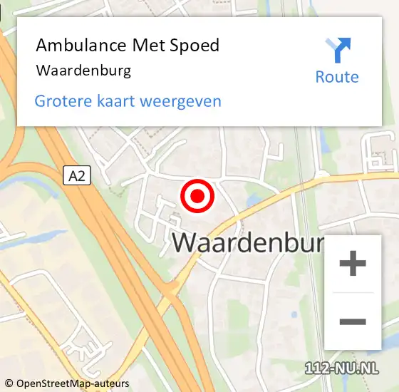 Locatie op kaart van de 112 melding: Ambulance Met Spoed Naar Waardenburg op 6 mei 2025 16:05