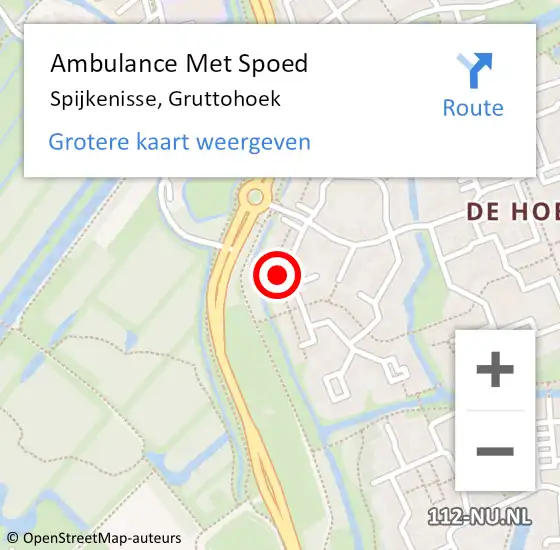 Locatie op kaart van de 112 melding: Ambulance Met Spoed Naar Spijkenisse, Gruttohoek op 6 mei 2025 16:58