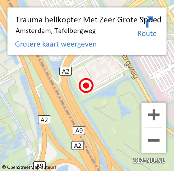 Locatie op kaart van de 112 melding: Trauma helikopter Met Zeer Grote Spoed Naar Amsterdam, Tafelbergweg op 6 mei 2025 17:14