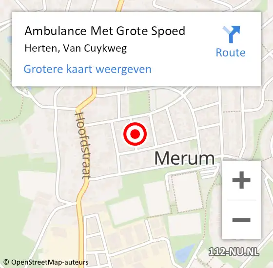 Locatie op kaart van de 112 melding: Ambulance Met Grote Spoed Naar Herten, Van Cuykweg op 16 november 2014 00:20