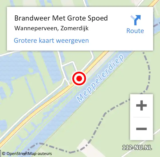 Locatie op kaart van de 112 melding: Brandweer Met Grote Spoed Naar Wanneperveen, Zomerdijk op 16 november 2014 00:28