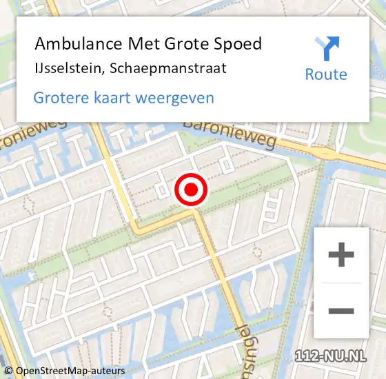 Locatie op kaart van de 112 melding: Ambulance Met Grote Spoed Naar IJsselstein, Schaepmanstraat op 16 november 2014 00:34