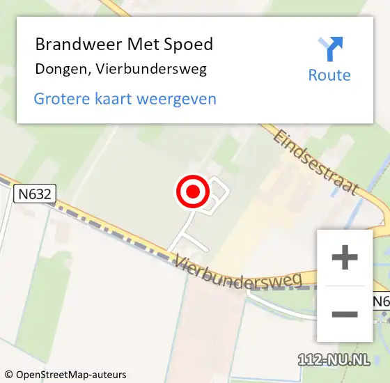 Locatie op kaart van de 112 melding: Brandweer Met Spoed Naar Dongen, Vierbundersweg op 7 mei 2025 03:58