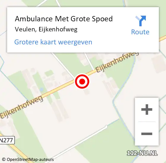 Locatie op kaart van de 112 melding: Ambulance Met Grote Spoed Naar Veulen, Eijkenhofweg op 16 november 2014 00:51