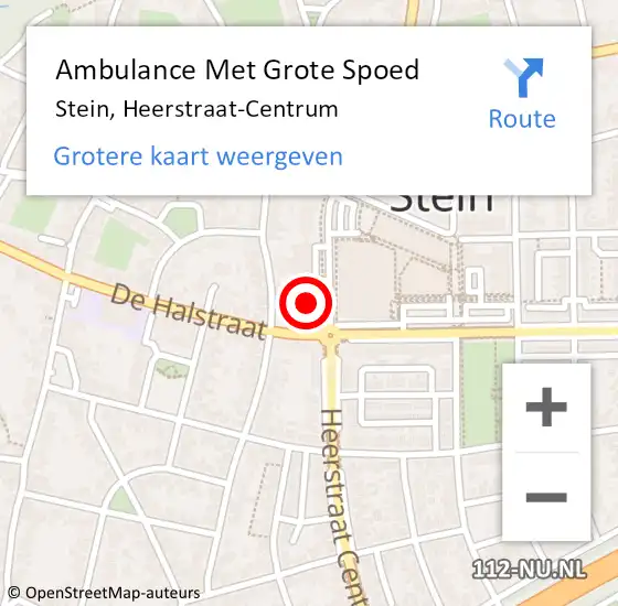 Locatie op kaart van de 112 melding: Ambulance Met Grote Spoed Naar Stein, Heerstraat-Centrum op 16 november 2014 00:59