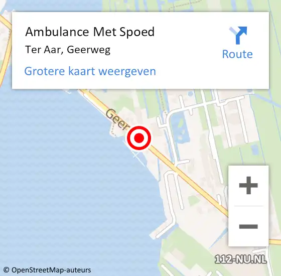 Locatie op kaart van de 112 melding: Ambulance Met Spoed Naar Ter Aar, Geerweg op 16 november 2014 01:38