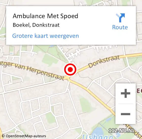 Locatie op kaart van de 112 melding: Ambulance Met Spoed Naar Boekel, Donkstraat op 16 november 2014 01:45