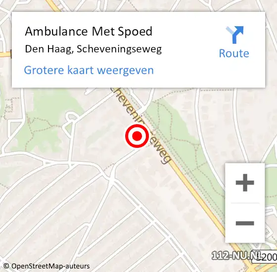 Locatie op kaart van de 112 melding: Ambulance Met Spoed Naar Den Haag, Scheveningseweg op 7 mei 2025 12:52
