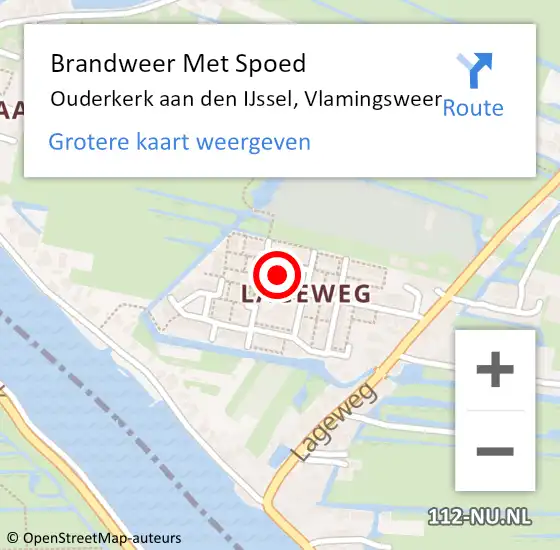 Locatie op kaart van de 112 melding: Brandweer Met Spoed Naar Ouderkerk aan den IJssel, Vlamingsweer op 16 november 2014 02:01