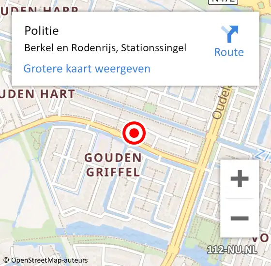Locatie op kaart van de 112 melding: Politie Berkel en Rodenrijs, Stationssingel op 7 mei 2025 14:50