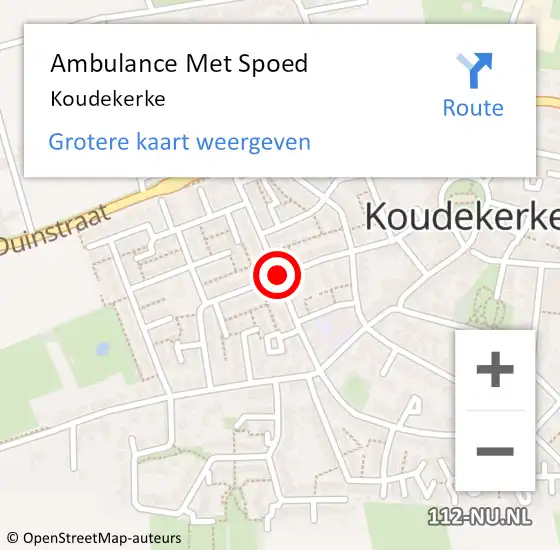 Locatie op kaart van de 112 melding: Ambulance Met Spoed Naar Koudekerke op 7 mei 2025 15:02