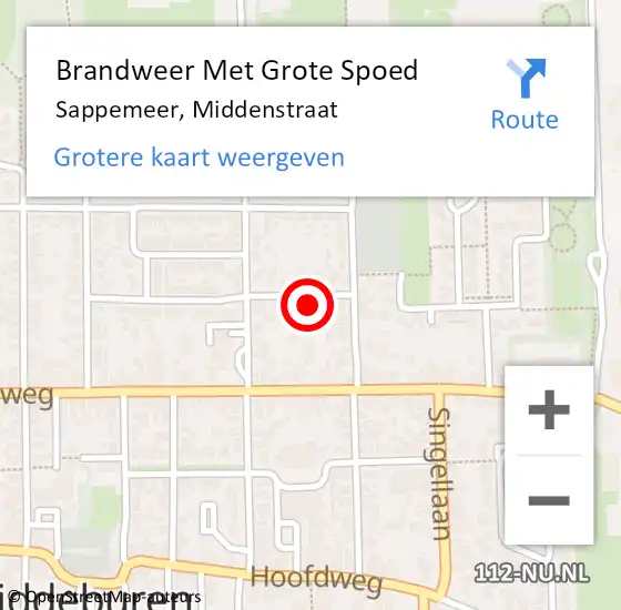 Locatie op kaart van de 112 melding: Brandweer Met Grote Spoed Naar Sappemeer, Middenstraat op 7 mei 2025 16:37
