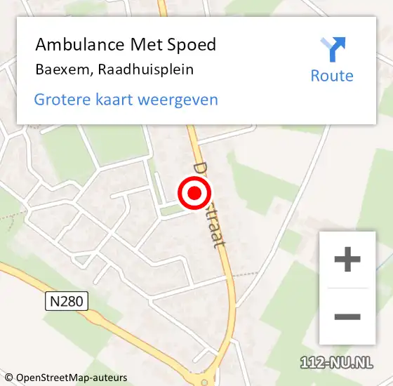 Locatie op kaart van de 112 melding: Ambulance Met Spoed Naar Baexem, Raadhuisplein op 16 november 2014 02:46