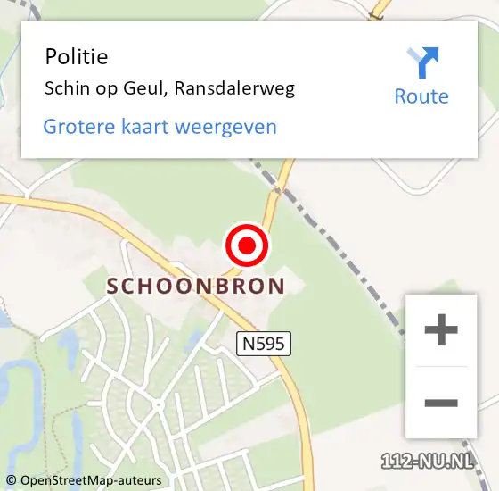 Locatie op kaart van de 112 melding: Politie Schin op Geul, Ransdalerweg op 7 mei 2025 18:07