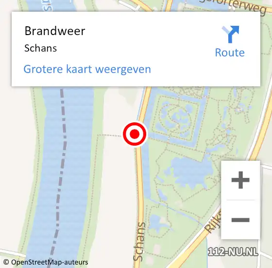 Locatie op kaart van de 112 melding: Brandweer Schans op 16 november 2014 02:55