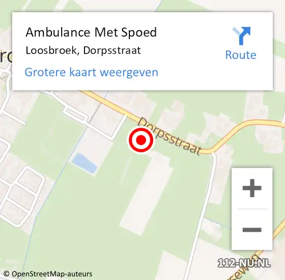 Locatie op kaart van de 112 melding: Ambulance Met Spoed Naar Loosbroek, Dorpsstraat op 16 november 2014 03:24