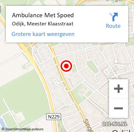 Locatie op kaart van de 112 melding: Ambulance Met Spoed Naar Odijk, Meester Klaasstraat op 16 november 2014 04:08