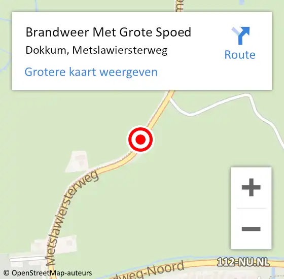 Locatie op kaart van de 112 melding: Brandweer Met Grote Spoed Naar Dokkum, Metslawiersterweg op 16 november 2014 04:09