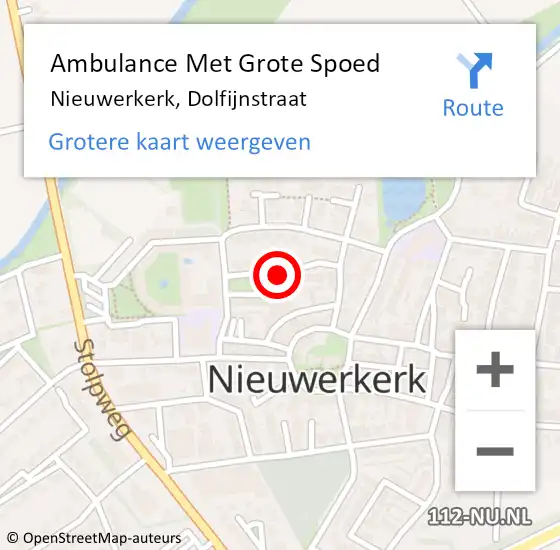 Locatie op kaart van de 112 melding: Ambulance Met Grote Spoed Naar Nieuwerkerk, Dolfijnstraat op 16 november 2014 04:13