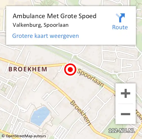 Locatie op kaart van de 112 melding: Ambulance Met Grote Spoed Naar Valkenburg, Spoorlaan op 16 november 2014 04:51